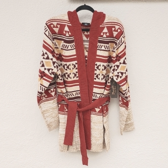 Wrangler Sweaters - Wrangler Retro  Southwestern Print Hooded Cardigan